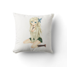 Cute Anime Meisje Kussen Kunst – Zachte Aesthetisc