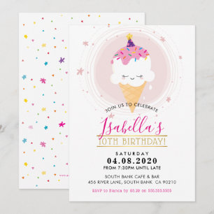 CUTE ANNIVERSAIRE INVITATION kawaii icecream cone