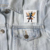 Cute Ant Girl Dancing Robot Pixie Vierkante Button 5,1 Cm (In situ)