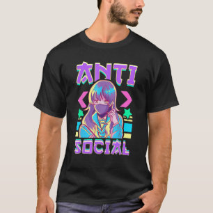 Cute Anti-Socials Vaporwave Anime Girl Japans T-shirt