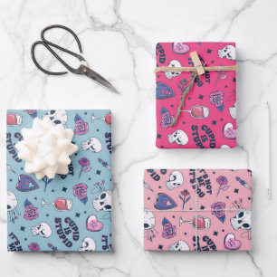 Cute Anti-Valentin Day Cupid Heart Roos Pattern Inpakpapier Vel