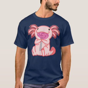 Cute Aolotl met een Lollipop Snoep Enthusiast Anim T-shirt