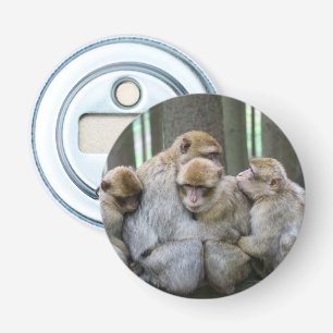 Cute Ape Family Group Hug Photography Button Flesopener