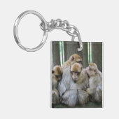 Cute Ape Family Group Hug Photography Sleutelhanger (Voorkant Links)