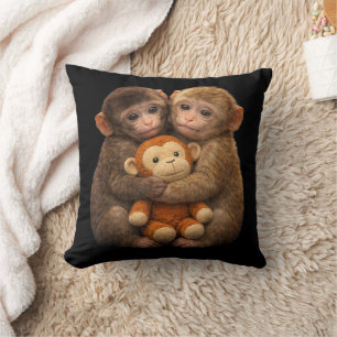 Cute Apenkoppel Knuffel Apenknuffel Kunst Kussen