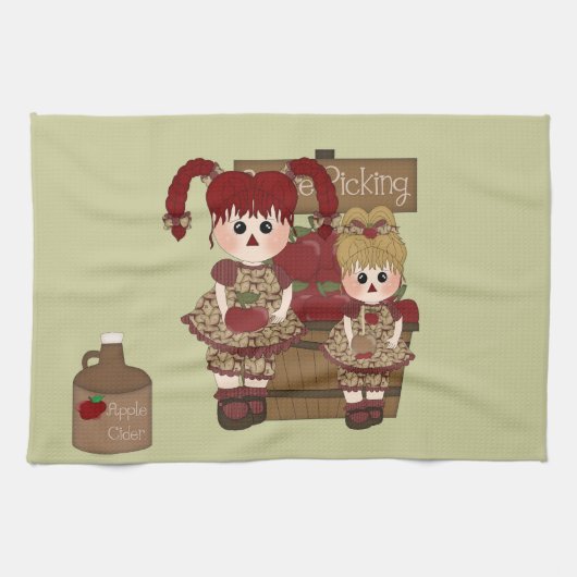 Cute Apple Autumn Kitchen Towel Theedoek (Horizontaal)