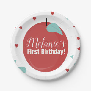 Cute Apple Confetti Birthday Party Papieren Bordje