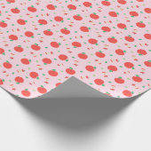 Cute Apple Pattern met Roze Achtergrond Cadeaupapier (Hoek)