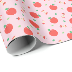 Cute Apple Pattern met Roze Achtergrond Cadeaupapier