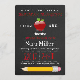 Cute Apple Teacher Afstuderen Invitation Kaart
