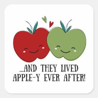 Cute Apple Vierkante Sticker