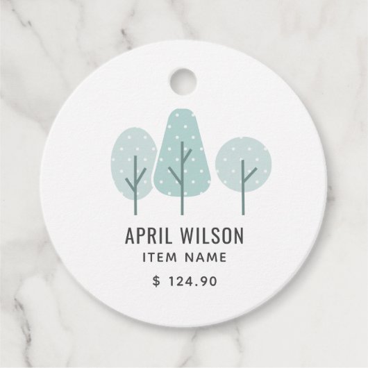 CUTE AQUA BLAUW BLAUWGROEN TREE TRIO LANDSCAPAPPRI BEDANKJES LABELS (Voorkant)