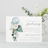 Cute Aqua Blue Balloon Floral Grand Invitation d'o (Debout devant)