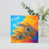 Cute Aqua Blue Elegant Peacock Feather Invitation (Debout devant)