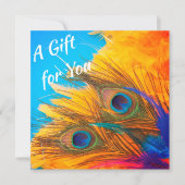 Cute Aqua Blue Elegant Peacock Feather Invitation (Devant)