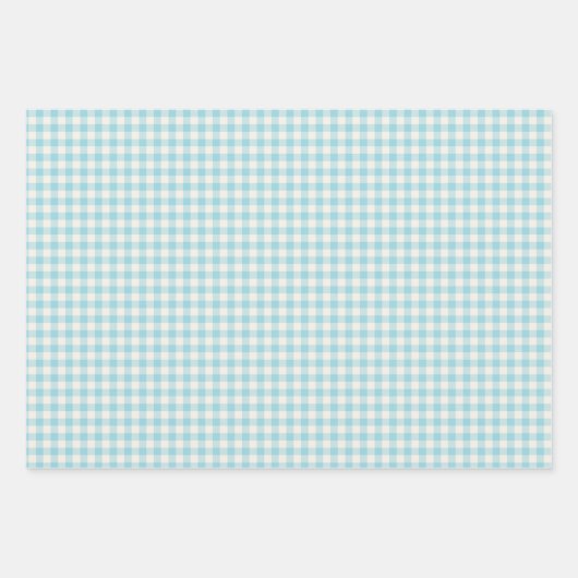 Cute Aqua Blue Gingham Pset Pattern Inpakpapier Vel (Voorkant 2)