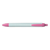 Cute Aqua Blue Gingham Pset Pattern Zwarte Inkt Pen (Achterkant)
