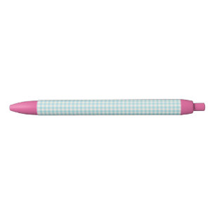 Cute  Aqua Blue Gingham Pset Pattern Zwarte Inkt Pen