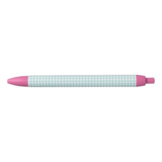 Cute Aqua Blue Gingham Pset Pattern Zwarte Inkt Pen (Voorkant)
