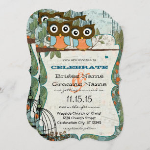 Cute Aqua Blue Owl Marry My Best Friend Wedding Kaart