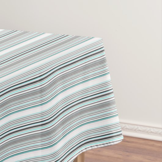 Cute aqua gray strepen tafelkleed (Voorbeeld)