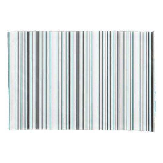 Cute aqua gray stripes kussensloop (Voorkant-Links)