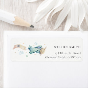 Cute Aqua Green Blue Kind Plane Cloud Heart Addres Etiket