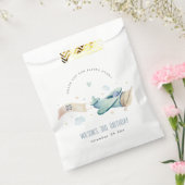 Cute Aqua Green Blue Plane Cloud Heart Birthday Bedankzakje (Gezegeld)