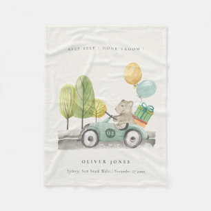 Cute Aqua Green Teddy Balloon Gift Party Car Fleece Deken