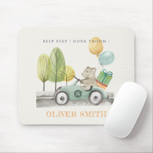 Cute Aqua Green Teddy Balloon Gift Party Car Muismat