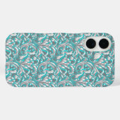 Cute aqua grey seamless floral pattern Case-Mate iPhone case (Achterkant (horizontaal))