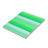 Cute aqua groene strepen tegeltje (Zijkant)
