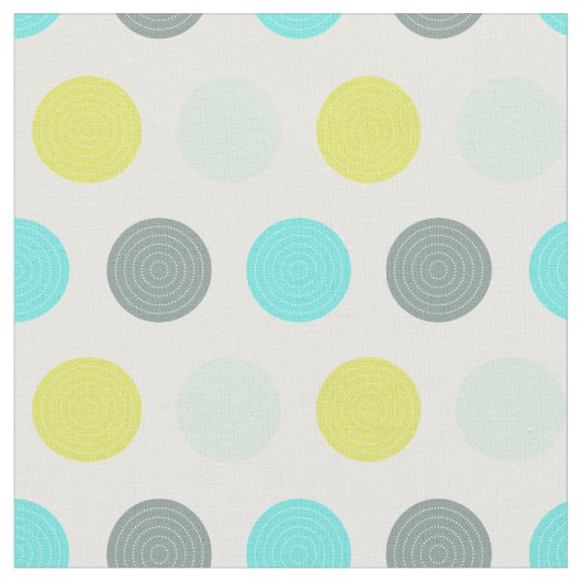 Cute Aqua Mint Blue Yellow Polka Dot Pattern Stof (Close Up)