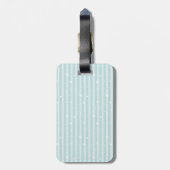 Cute Aqua Stripes Mr en Mrs Custom Photo Bagagelabel (Achterkant verticaal)
