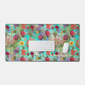 Cute aqua vert élégant Floral motif bureau Mat (Clavier et souris)