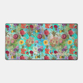 Cute aqua vert élégant Floral motif bureau Mat (Recto)