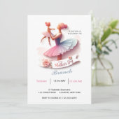 Cute Aquarelle Ballerina Maman, Brunch Invitation (Debout devant)