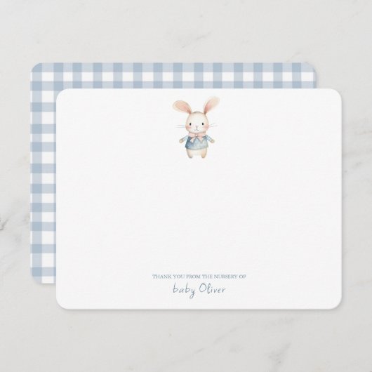 Cute Aquarelle Bunny Gingham Flat Merci (Devant / Derrière)