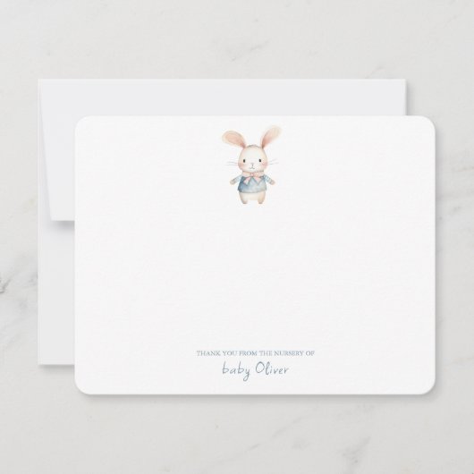 Cute Aquarelle Bunny Gingham Flat Merci (Devant)
