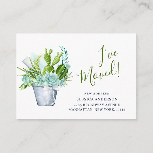 Cute aquarelle Cactus Moving Faire-part (Devant)