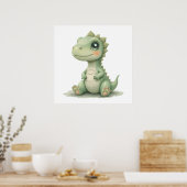 Cute Aquarelle Dinosaur Nursery Poster Salle Bébé (Cuisine)