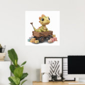 Cute Aquarelle Dinosaur Nursery Poster Salle Bébé (Bureau à domicile)