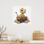 Cute Aquarelle Dinosaur Nursery Poster Salle Bébé (Cuisine)
