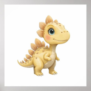 Cute Aquarelle Dinosaur Nursery Poster Salle Bébé