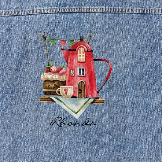 Cute Aquarelle Fairytale Tea Kettle Cottage