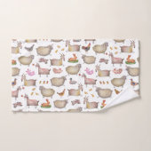 Cute Aquarelle ferme Grange Animaux Motif (Serviette à main)