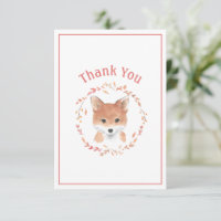 Cute aquarelle Fox Carte de remerciements simple