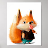 Cute aquarelle Fox Lollipop | Impression murale Fo (Devant)