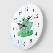 Cute aquarelle Frog Grande horloge (Angle)