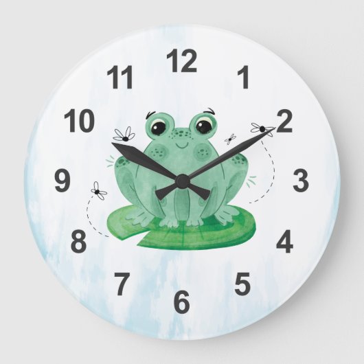 Cute aquarelle Frog Grande horloge (Recto)